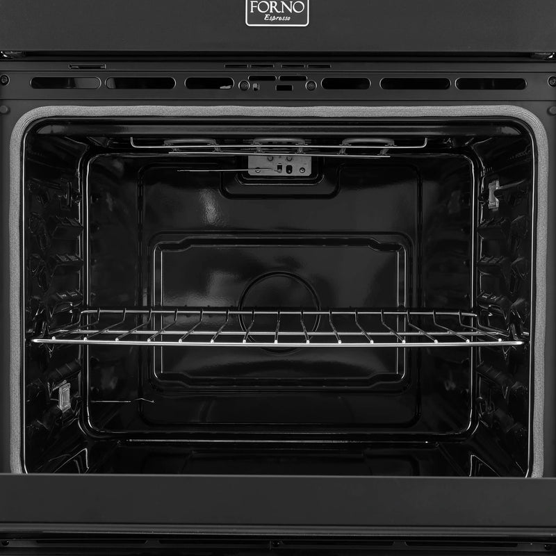 Forno Vomero 30-Inch Double Wall Oven with 10 cu.ft Total Capacity in Black with Antique Brass Handle (FBOEL1324-30BLK)