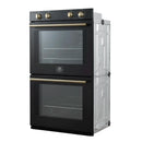 Forno 2-Piece Appliance Package - 30-Inch Vomero Double Wall Oven & 30-Inch Microwave Oven in Black with Antique Brass Handle