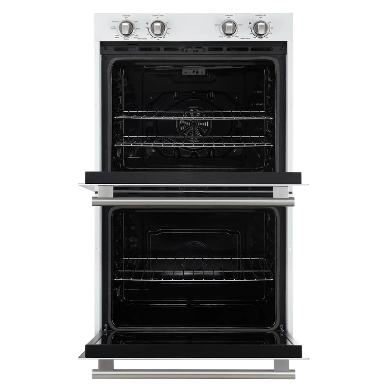 Forno Vomero 30-Inch Double Wall Oven with 10 cu.ft Total Capacity in White with Stainless Steel Handle (FBOEL1324-30WHT)