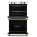 Forno Vomero 30-Inch Double Wall Oven with 10 cu.ft Total Capacity in White with Antique Brass Handle (FBOEL1324-30WHT)