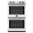 Forno Vomero 30-Inch Double Wall Oven with 10 cu.ft Total Capacity in White with Antique Brass Handle (FBOEL1324-30WHT)