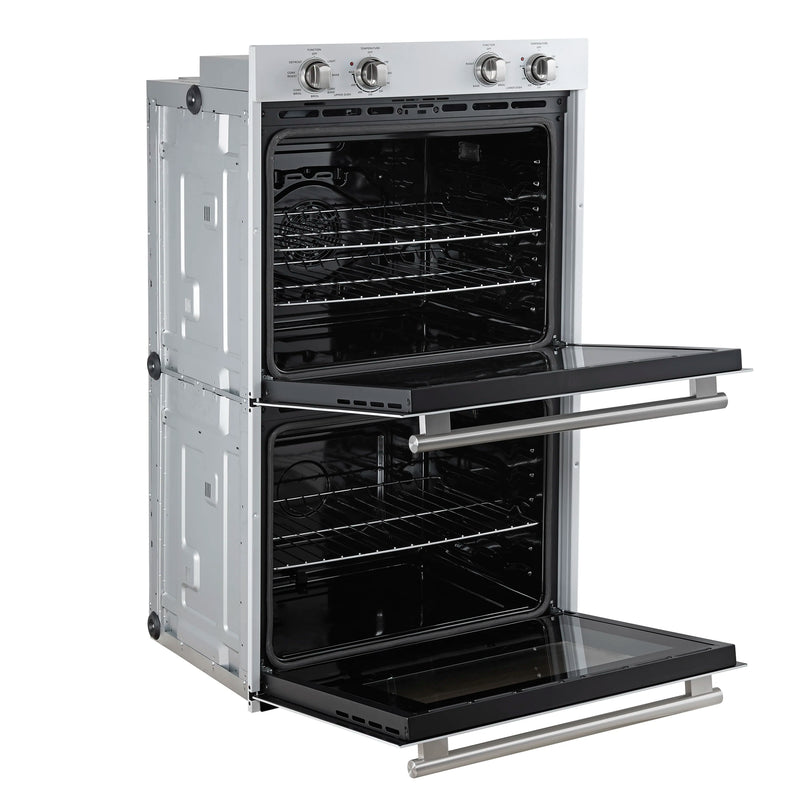 Forno Vomero 30-Inch Double Wall Oven with 10 cu.ft Total Capacity in White with Stainless Steel Handle (FBOEL1324-30WHT)