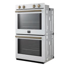 Forno 2-Piece Appliance Package - 30-Inch Vomero Double Wall Oven & 30-Inch Microwave Oven in White with Antique Brass Handle