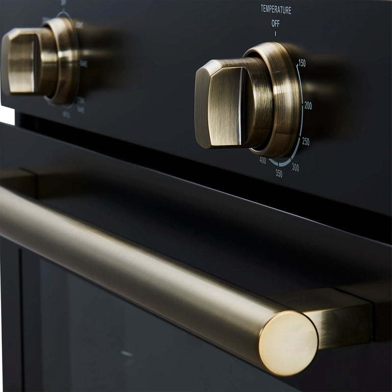 Forno Vomero 30-Inch Wall Oven with 5 cu.ft Total Capacity in Black with Antique Brass Handle (FBOEL1370-30BLK)