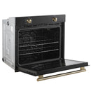 Forno 2-Piece Appliance Package - 30-Inch Vomero Wall Oven & 30-Inch Microwave Oven in Black with Antique Brass Handle
