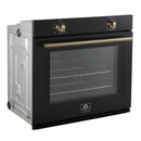 Forno Vomero 30-Inch Wall Oven with 5 cu.ft Total Capacity in Black with Antique Brass Handle (FBOEL1370-30BLK)