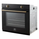 Forno Vomero 30-Inch Wall Oven with 5 cu.ft Total Capacity in Black with Antique Brass Handle (FBOEL1370-30BLK)