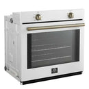 Forno Vomero 30-Inch Wall Oven with 5 cu.ft Total Capacity in White with Antique Brass Handle (FBOEL1370-30WHT)