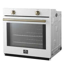 Forno Vomero 30-Inch Wall Oven with 5 cu.ft Total Capacity in White with Antique Brass Handle (FBOEL1370-30WHT)