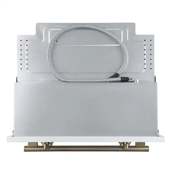 Forno Vomero 30-Inch Wall Oven with 5 cu.ft Total Capacity in White with Antique Brass Handle (FBOEL1370-30WHT)