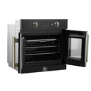 Forno Asti 30-Inch Electric French Door Wall Oven in Black with Antique Brass Handle (FBOEL1333-30BLK)