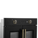 Forno Asti 30-Inch Electric French Door Wall Oven in Black with Antique Brass Handle (FBOEL1333-30BLK)