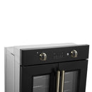 Forno 2-Piece Appliance Package - 30-Inch Asti French Door Electric Wall Oven & 30-Inch Microwave Oven in Black with Antique Brass Handle