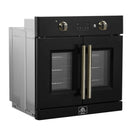 Forno Asti 30-Inch Electric French Door Wall Oven in Black with Antique Brass Handle (FBOEL1333-30BLK)