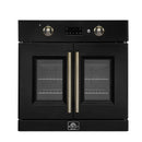 Forno Asti 30-Inch Electric French Door Wall Oven in Black with Antique Brass Handle (FBOEL1333-30BLK)