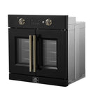 Forno Asti 30-Inch Electric French Door Wall Oven in Black with Antique Brass Handle (FBOEL1333-30BLK)