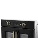 Forno 2-Piece Appliance Package - 30-Inch Asti French Door Electric Wall Oven & 30-Inch Microwave Oven in Black with Antique Brass Handle