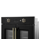 Forno Asti 30-Inch Electric French Door Wall Oven in Black with Antique Brass Handle (FBOEL1333-30BLK)