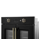 Forno 2-Piece Appliance Package - 30-Inch Asti French Door Electric Wall Oven & 30-Inch Microwave Oven in Black with Antique Brass Handle