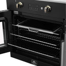 Forno 2-Piece Appliance Package - 30-Inch Asti French Door Electric Wall Oven & 30-Inch Microwave Oven in Black with Antique Brass Handle