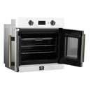 Forno 2-Piece Appliance Package - 30-Inch Asti French Door Electric Wall Oven & 30-Inch Microwave Oven in White with Antique Brass Handle