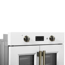Forno 2-Piece Appliance Package - 30-Inch Asti French Door Electric Wall Oven & 30-Inch Microwave Oven in White with Antique Brass Handle