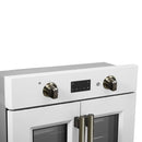 Forno Asti 30-Inch French Door Electric Wall Oven in White with Antique Brass Handles (FBOEL1333-30WHT)