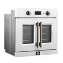 Forno 2-Piece Appliance Package - 30-Inch Asti French Door Electric Wall Oven & 30-Inch Microwave Oven in White with Antique Brass Handle