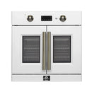 Forno Asti 30-Inch French Door Electric Wall Oven in White with Antique Brass Handles (FBOEL1333-30WHT)