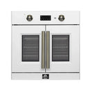 Forno 2-Piece Appliance Package - 30-Inch Asti French Door Electric Wall Oven & 30-Inch Microwave Oven in White with Antique Brass Handle