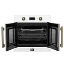 Forno 2-Piece Appliance Package - 30-Inch Single Wall Oven and 30-Inch Microwave in White with Antique Brass Handle (FBDL-025-02CAUS)