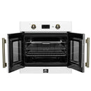 Forno 2-Piece Appliance Package - 30-Inch Asti French Door Electric Wall Oven & 30-Inch Microwave Oven in White with Antique Brass Handle