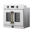 Forno 2-Piece Appliance Package - 30-Inch Single Wall Oven and 30-Inch Microwave in White with Antique Brass Handle (FBDL-025-02CAUS)