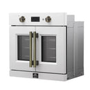 Forno 2-Piece Appliance Package - 30-Inch Asti French Door Electric Wall Oven & 30-Inch Microwave Oven in White with Antique Brass Handle