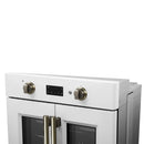 Forno 2-Piece Appliance Package - 30-Inch Asti French Door Electric Wall Oven & 30-Inch Microwave Oven in White with Antique Brass Handle