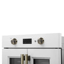 Forno 2-Piece Appliance Package - 30-Inch Asti French Door Electric Wall Oven & 30-Inch Microwave Oven in White with Antique Brass Handle