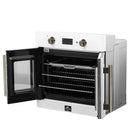 Forno 2-Piece Appliance Package - 30-Inch Asti French Door Electric Wall Oven & 30-Inch Microwave Oven in White with Antique Brass Handle