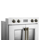 Forno 2-Piece Appliance Package - 30-Inch Asti French Door Double Electric Wall Oven & 30-Inch Microwave Oven in White with Antique Brass Handle