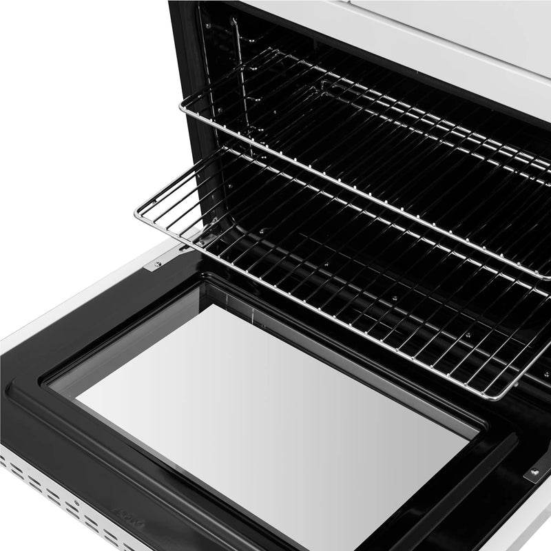 Forno Asti 30-Inch Double Electric Wall Oven with Upper French Doors in White with Antique Brass Trim (FBOEL1340-30WHT)