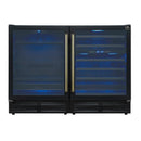 Forno Gemello 48-Inch 9.6 Cu. Ft. Side-by-Side Wine and Beverage Cooler in Black with Antique Brass Handle (FWCDR6699-48BLK)