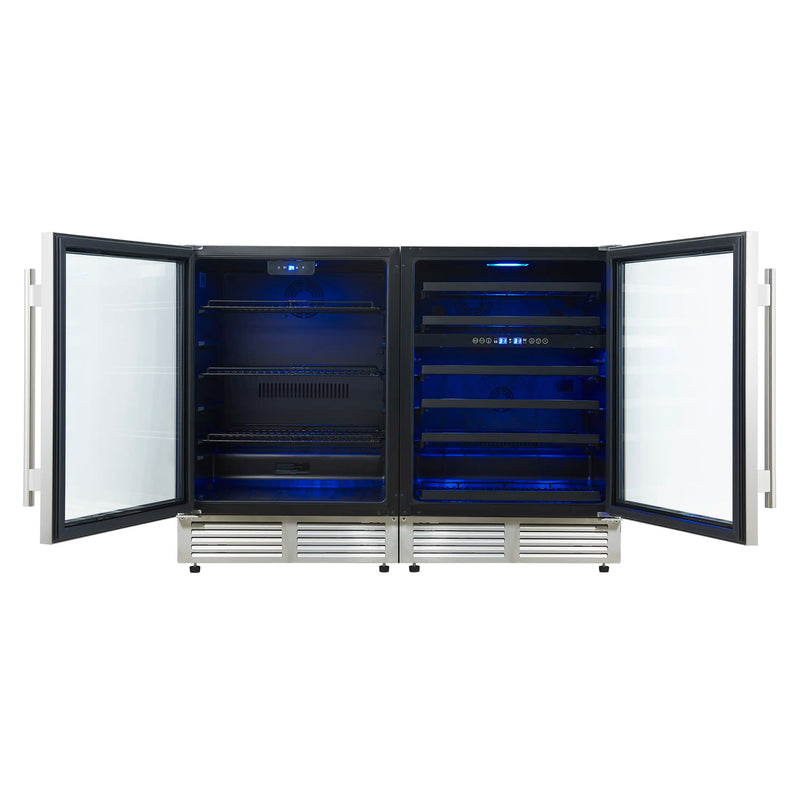 Forno Gemello 48-Inch 9.6 Cu. Ft. Side-by-Side Wine and Beverage Cooler in Stainless Steel (FWCDR6699-48S)