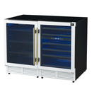 Forno Gemello 48-Inch 9.6 Cu. Ft. Side-by-Side Wine and Beverage Cooler in White with Antique Brass Handle (FWCDR6699-48WHT)