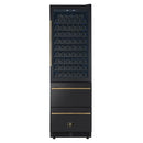 Forno Azienda 24-Inch Built-In Compressor Wine Cooler - Dual Zone - 108 Bottles in Black with Antique Brass Trim