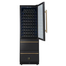 Forno Azienda 24-Inch Built-In Compressor Wine Cooler - Dual Zone - 108 Bottles in Black with Antique Brass Trim