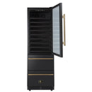 Forno Azienda 24-Inch Built-In Compressor Wine Cooler - Dual Zone - 108 Bottles in Black with Antique Brass Trim