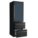 Forno Azienda 24-Inch Built-In Compressor Wine Cooler - Dual Zone - 108 Bottles in Black with Antique Brass Trim