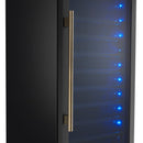 Forno Azienda 24-Inch Built-In Compressor Wine Cooler - Dual Zone - 108 Bottles in Black with Antique Brass Trim