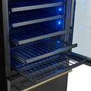 Forno Azienda 24-Inch Built-In Compressor Wine Cooler - Dual Zone - 108 Bottles in Black with Antique Brass Trim
