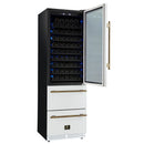 Forno Azienda 24-Inch Built-In Compressor Wine Cooler - Dual Zone - 108 Bottles in White with Antique Brass Trim