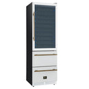 Forno Azienda 24-Inch Built-In Compressor Wine Cooler - Dual Zone - 108 Bottles in White with Antique Brass Trim
